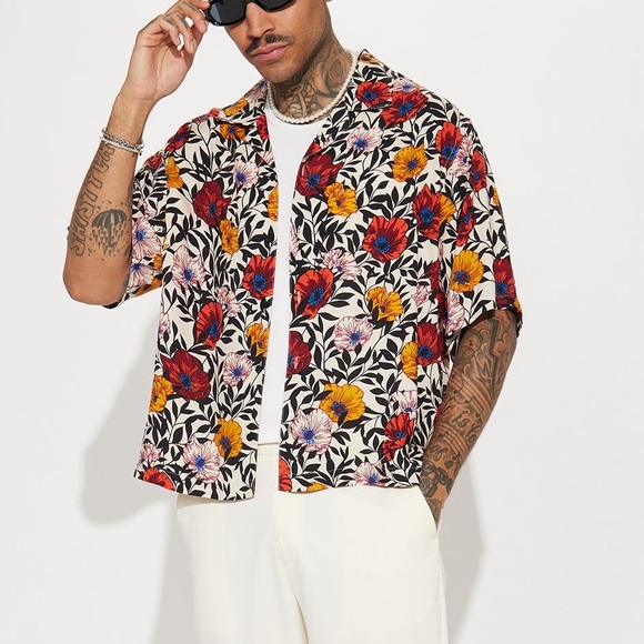 Zara “famous” floral relaxed-fit button down - Picture 4 of 16